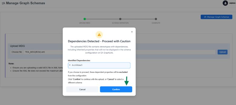 dependencies by confirm button