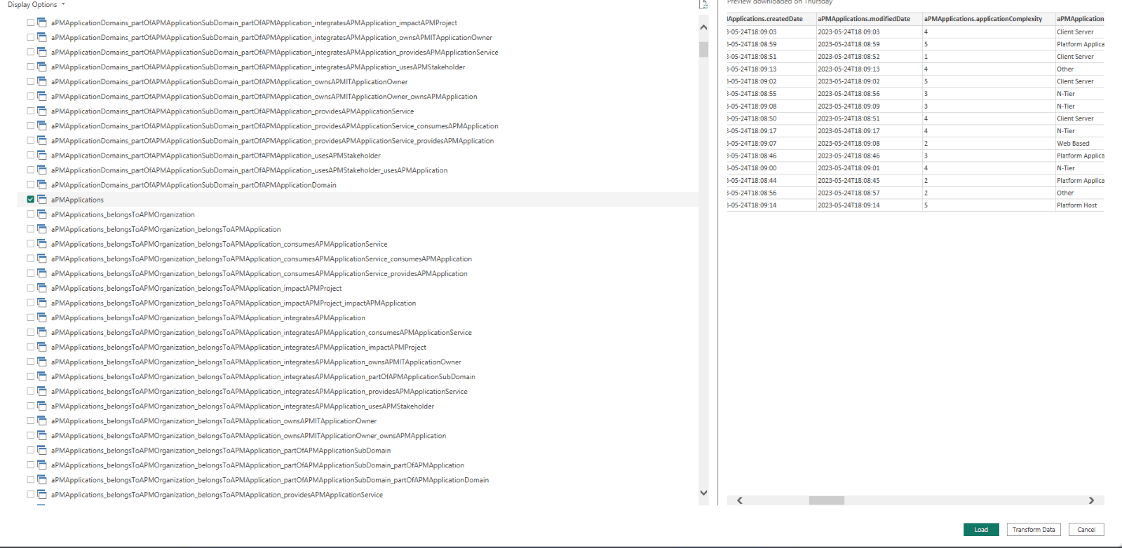 build a report on applications