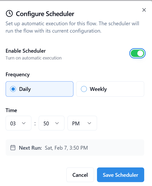 Configure scheduler-frequency