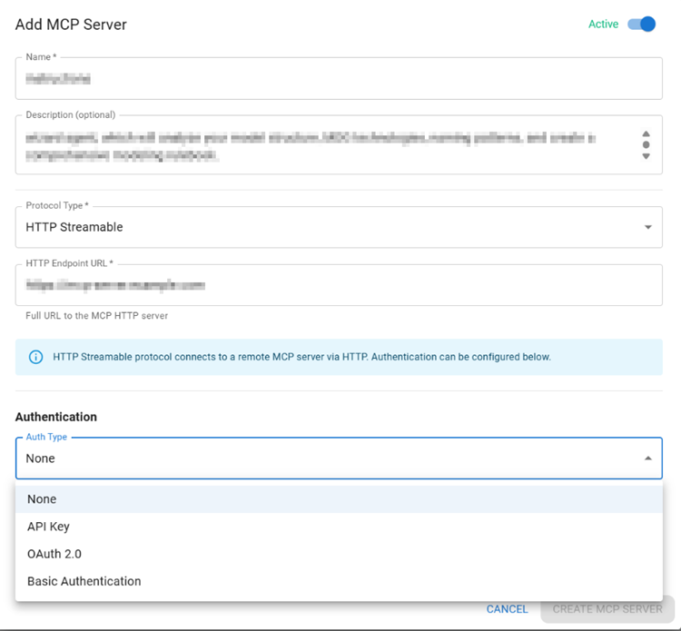 if HTTP Streamable selected
