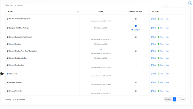 schedule icon appears before its name in the listing view